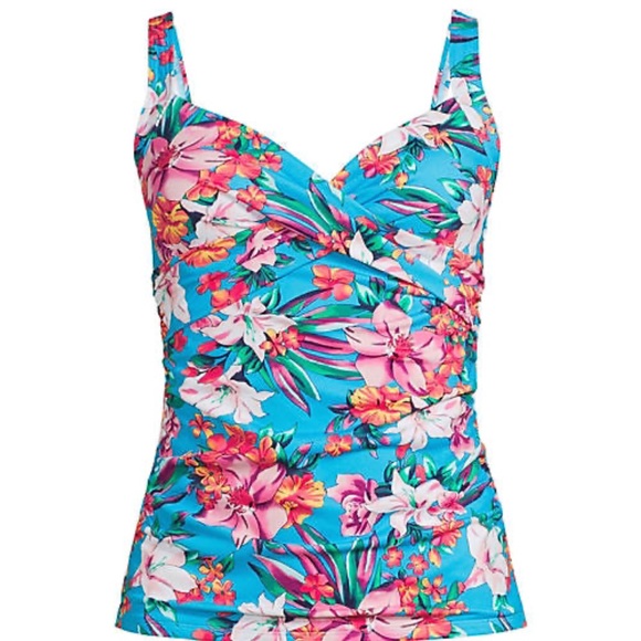 Lands End Women's Underwire Wrap Tankini Swimsuit Top - Picture 1 of 9
